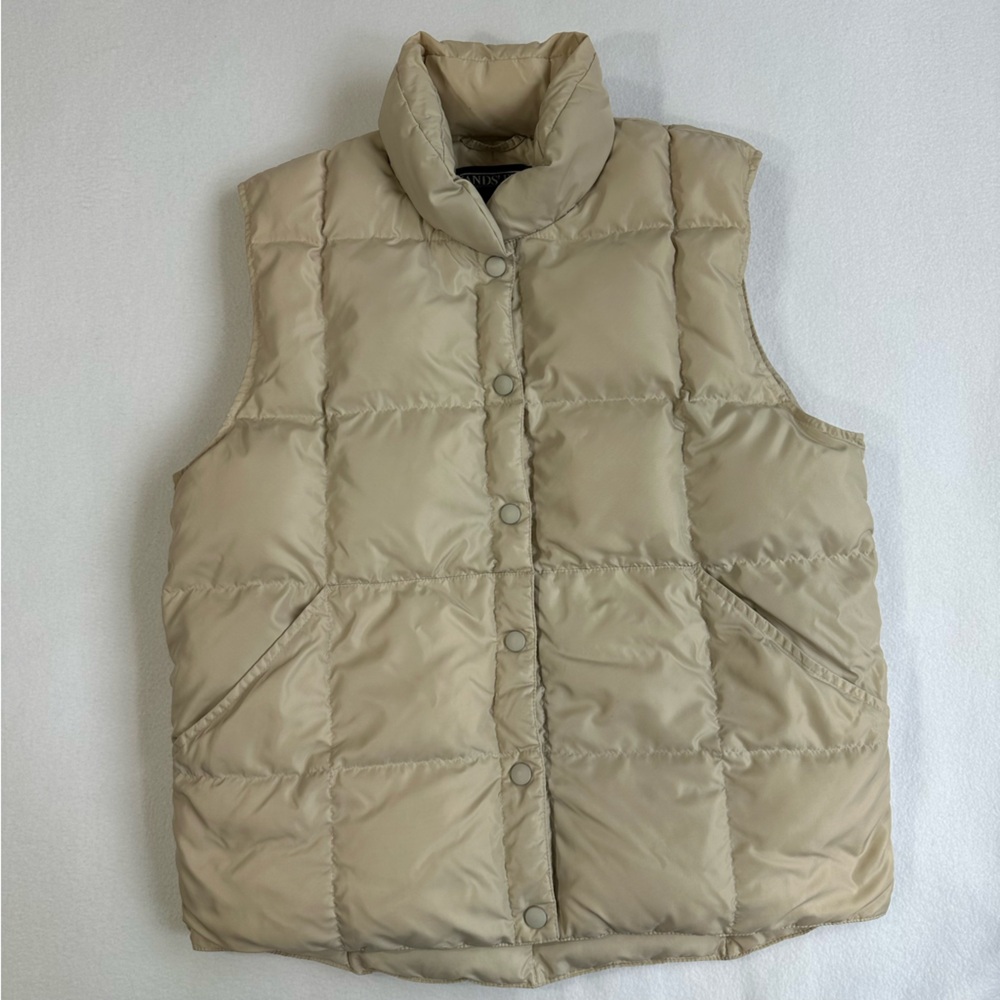 Lands’ End Oversized Goose Down Puffer Vest Tan Women’s Size Small - Picture 10 of 10